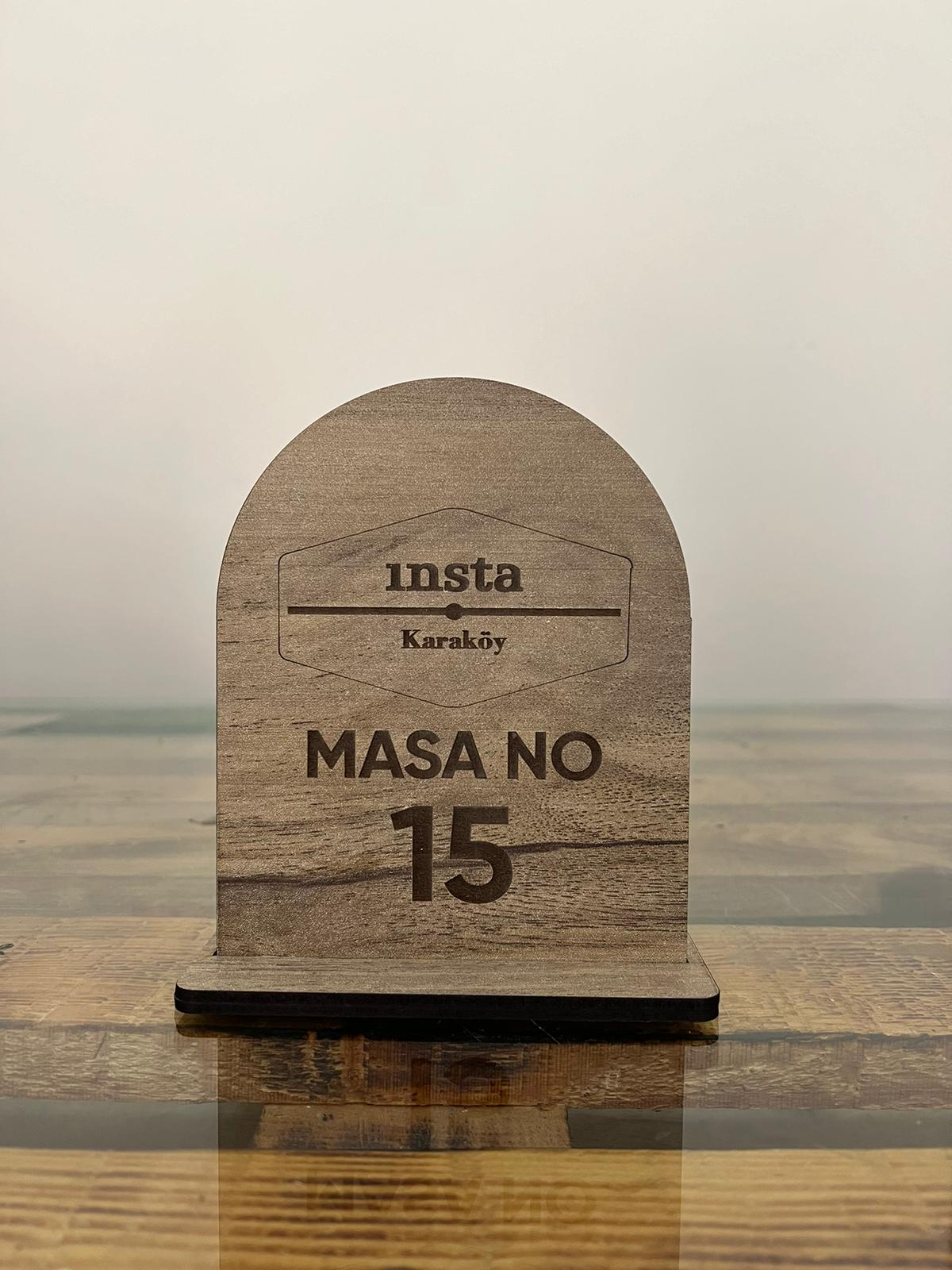 Ahsap Logo Baskili Masa Numaralari Mn100