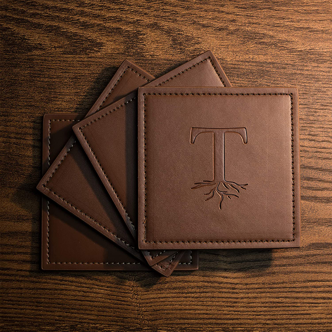 Deri Bardak Altligi Kare B102 Logo Baskili