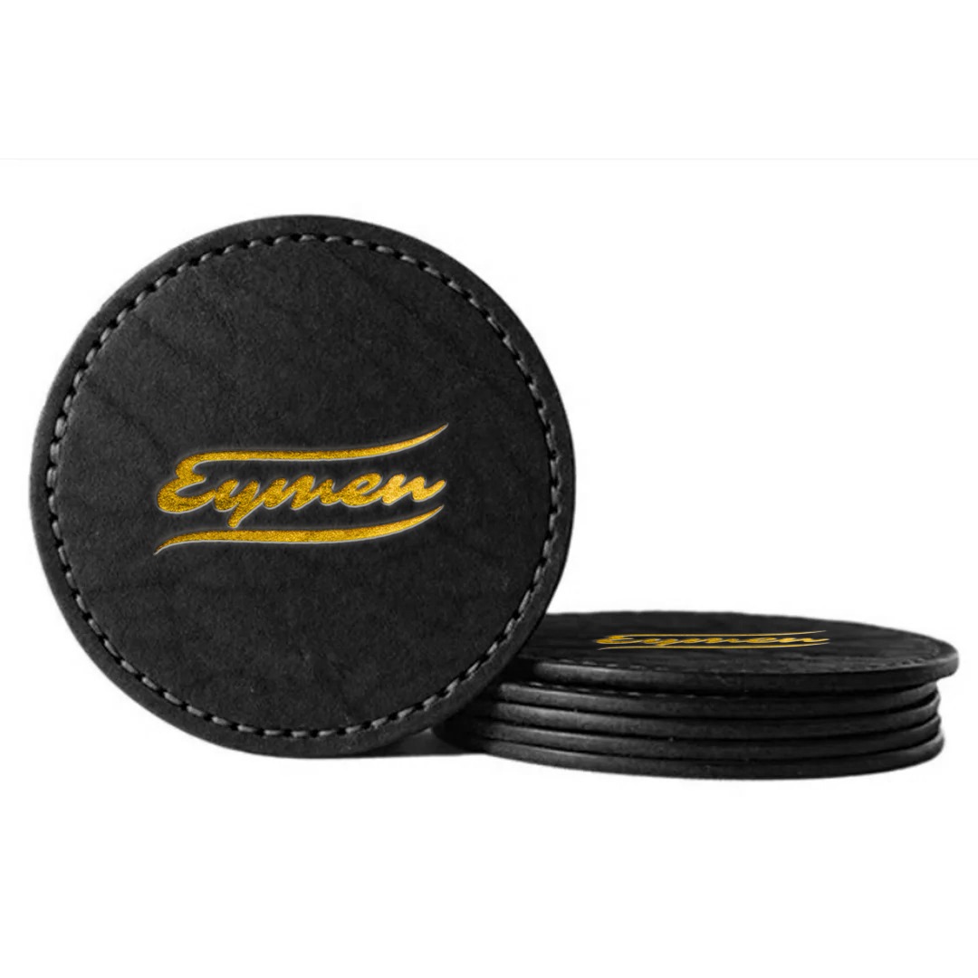 Deri Bardak Altligi Siyah Logo Baskili B104